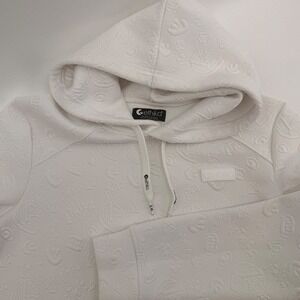 Ethika Mens White Embossed Logo Hoodie Sweatshirt XL All Over Print Textured